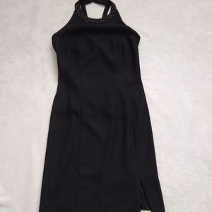 Reggio vintage halter beaded cutout back crepe